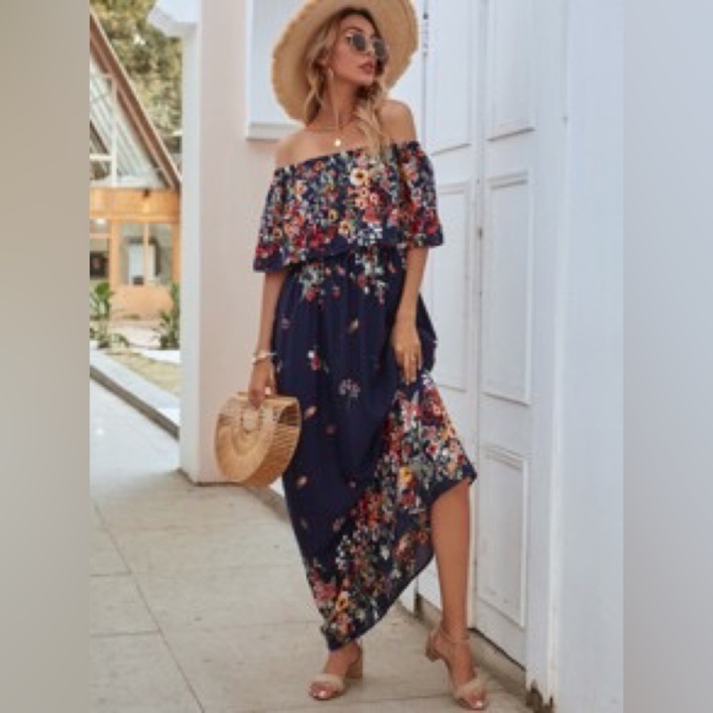 Off Shoulder floral maxi dress